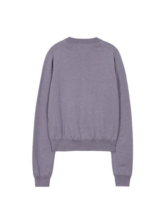CREW NECK CARDIGAN_lavender