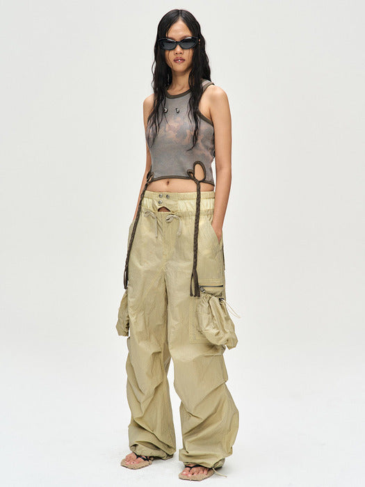 [andersson bell] BALLOON POCKET PARACHUTE PANTS apa709w(YELLOW BEIGE)