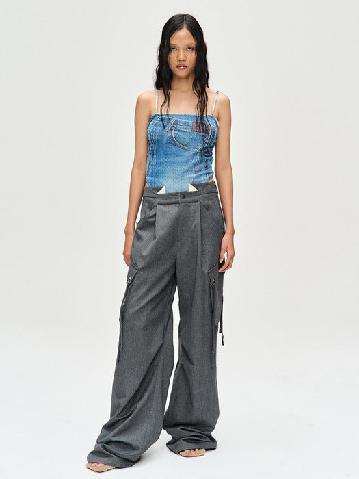 [andersson bell] TANYA RAW-CUT WIDE PANTS apa706w(GREY)