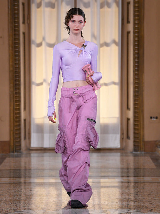 [andersson bell] (WOMEN) ELENA GLITTER SHIRRING TOP atb1095w(LILAC)