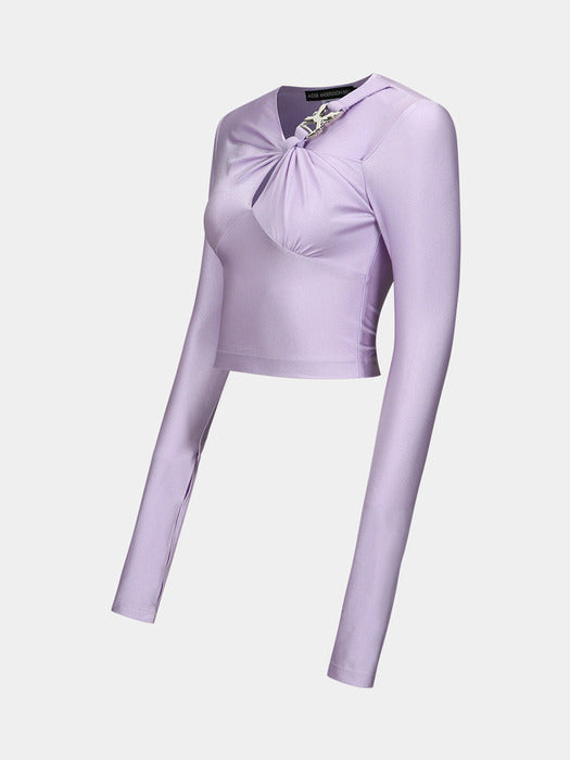 [andersson bell] (WOMEN) ELENA GLITTER SHIRRING TOP atb1095w(LILAC)