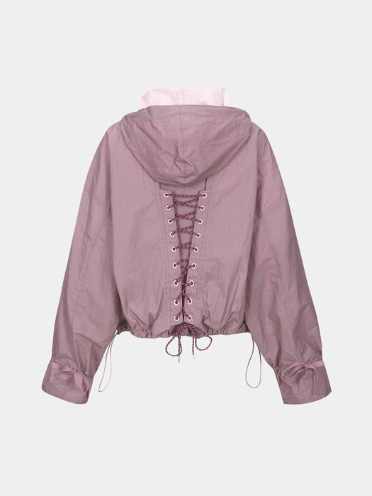 ARINA LACE-UP ANORAK SHIRTS atb1089w(DUSTY PINK)