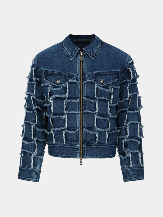 [andersson bell] UNISEX NEW PATCHWORK DENIM JACKET awa614u(WASHED BLUE)