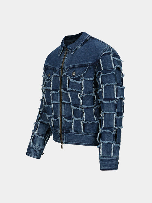 [andersson bell] UNISEX NEW PATCHWORK DENIM JACKET awa614u(WASHED BLUE)