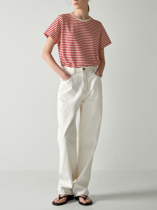 Facade Pattern Classic Tapered Denim off white