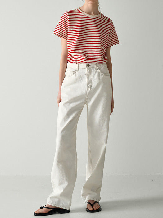 Facade Pattern Classic Tapered Denim off white