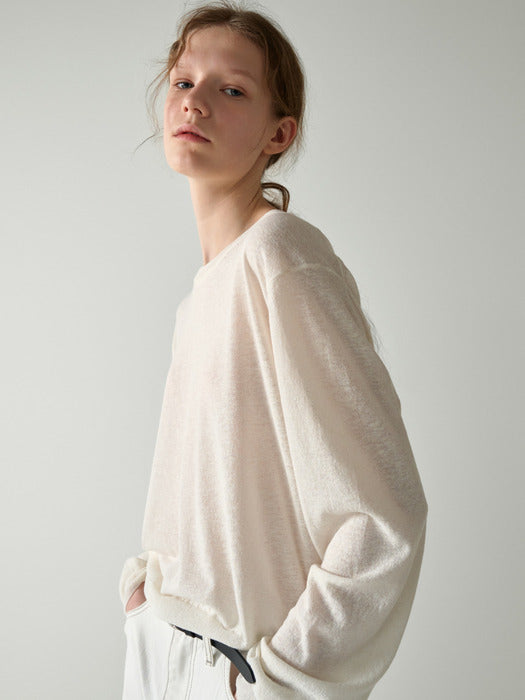 Facade Pattern Linen Round Knitwear ivory