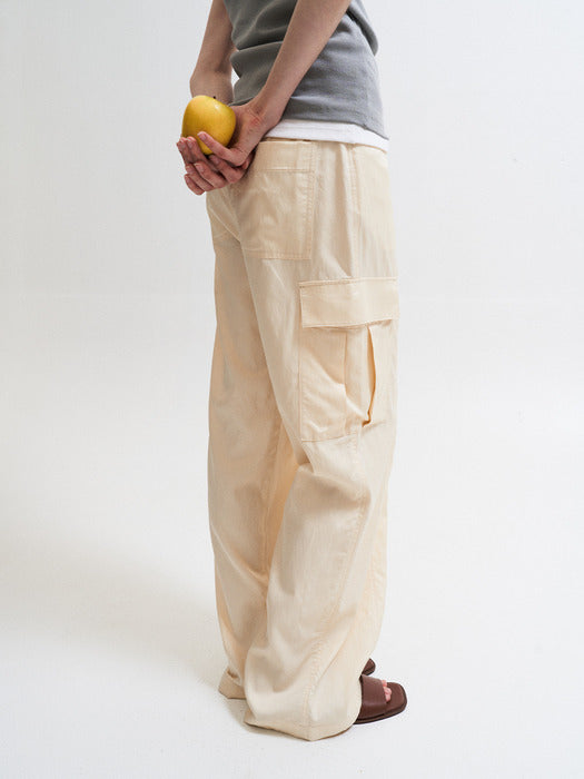 Facade Pattern Silky Cargo Pants cream