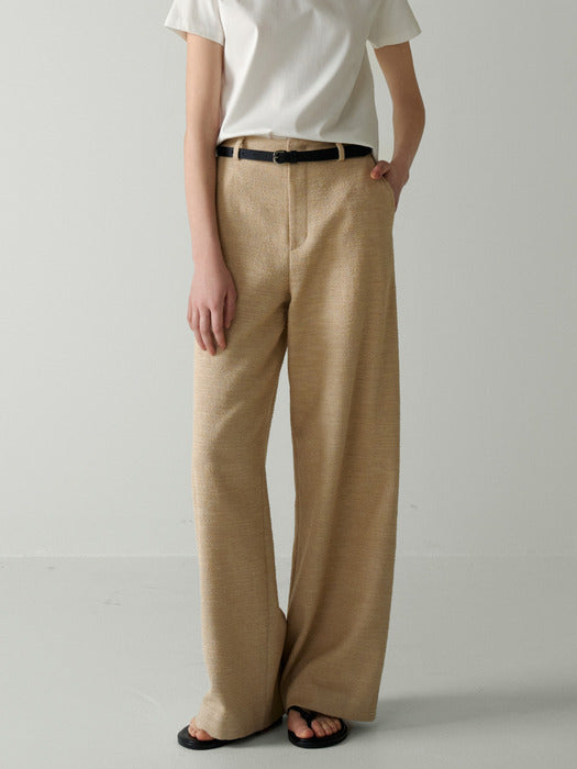 [facade pattern] Relax Texture Pants - Beige
