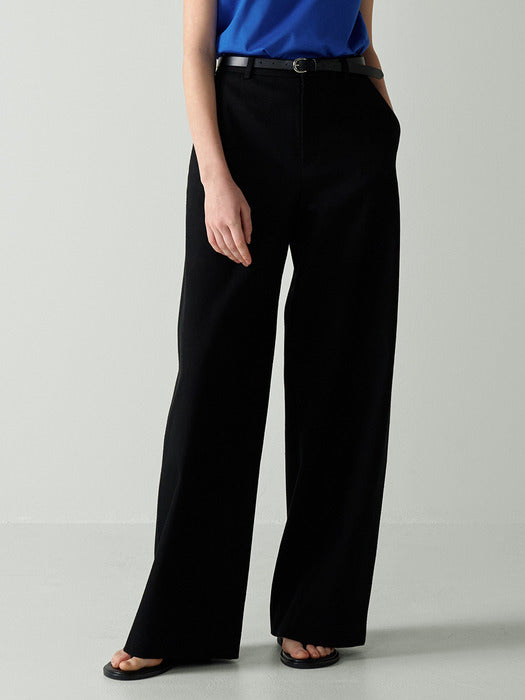 [facade pattern] Relaxed Cotton Twill Pants - Black