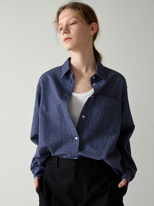 [facade pattern] Classic Check Shirt_navy