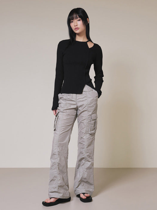 Raive Cargo Shirring Pants in Grey