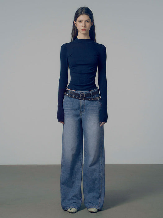 Raive Washing Wide Denim Pants in Blue