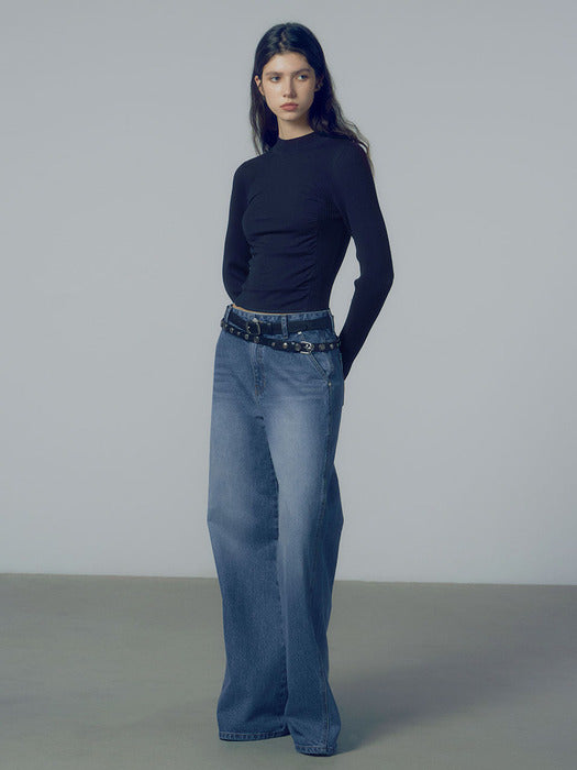 Raive Washing Wide Denim Pants in Blue