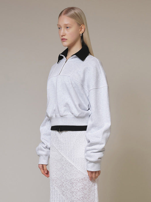 [raive] Zipper Semi Crop Sweatshirt in M/Grey VW4SE029-1F