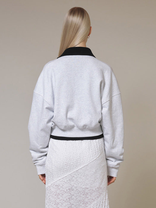 [raive] Zipper Semi Crop Sweatshirt in M/Grey VW4SE029-1F