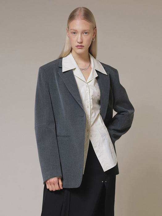 raive Basic One-button Jacket in Grey VW4SJ005-12 - View 2