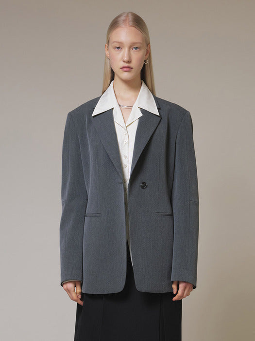 raive Basic One-button Jacket in Grey VW4SJ005-12 - View 3
