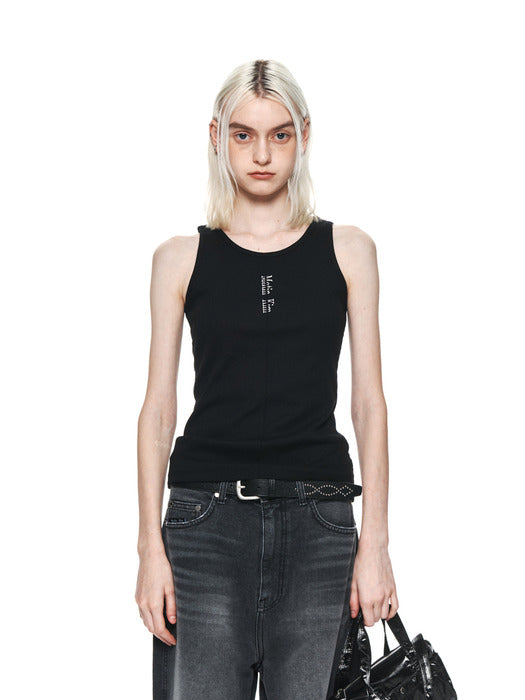 PINTUCK SLEEVELESS TOP IN BLACK