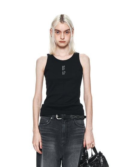 PINTUCK SLEEVELESS TOP IN BLACK