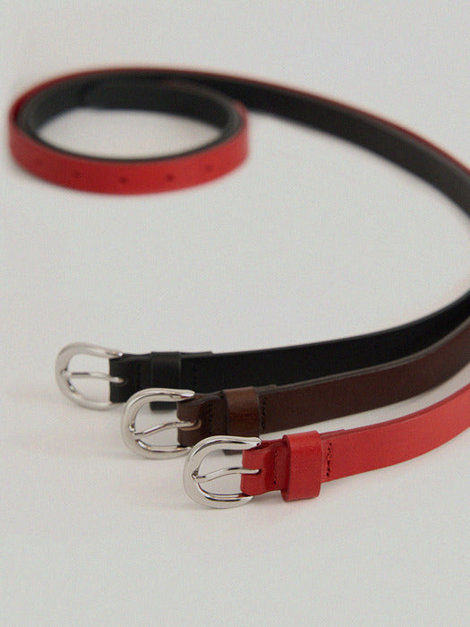 Facade Pattern Buttero Slim Leather Belt