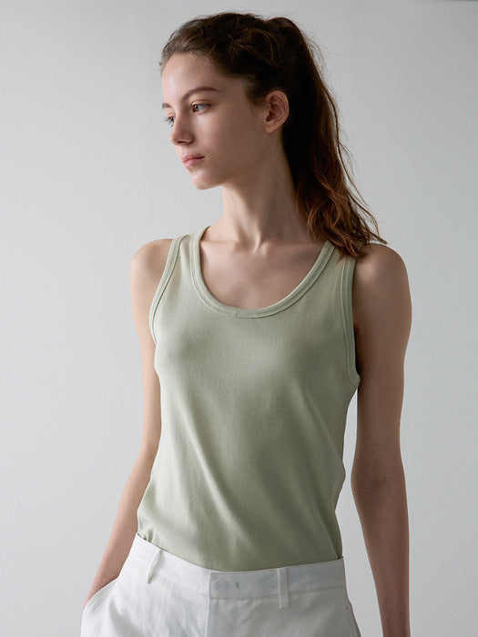 Facade Pattern U-Neck Cotton Sleeveless