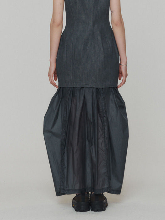 [amomento] LAYERED SHIRRING SKIRT (3 COLORS)