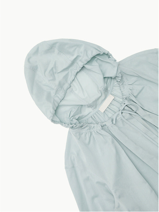 [amomento] SHEER SHIRRING HOODED BLOUSE (2 COLORS)