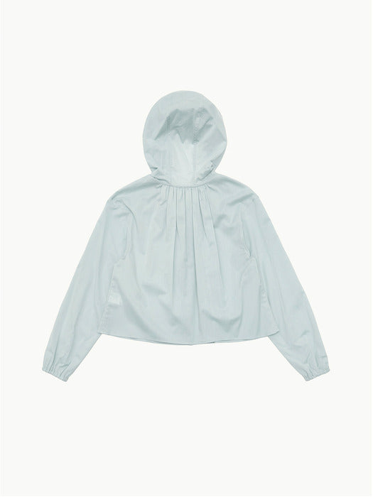 [amomento] SHEER SHIRRING HOODED BLOUSE (2 COLORS)