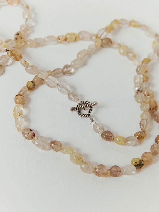 [moia] quartz long necklace (yellow mix)