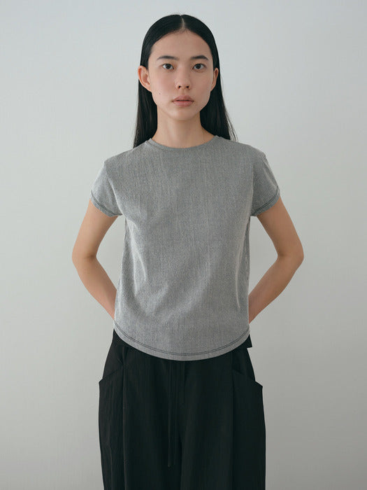 [moia] curved t-shirt (stripe)