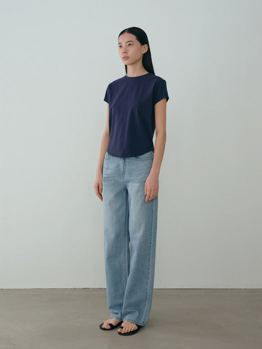 [moia] curved t-shirt (navy)