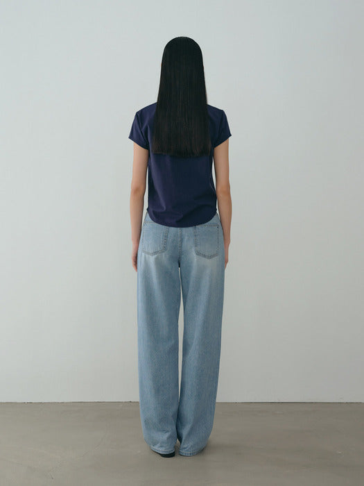 [moia] curved t-shirt (navy)