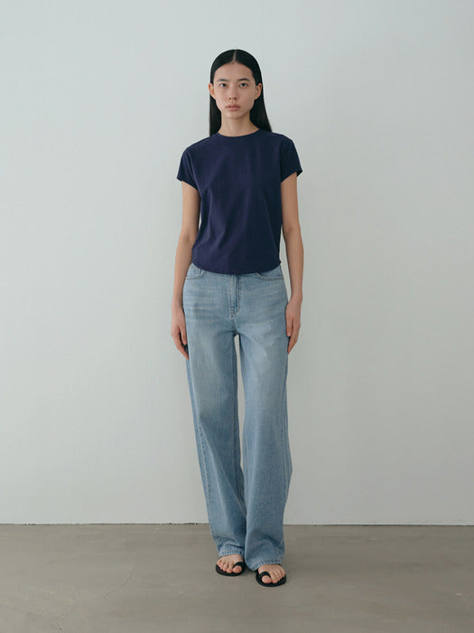 [moia] curved t-shirt (navy)