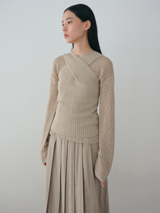 Moia x wrap sleeveless (pale khaki)