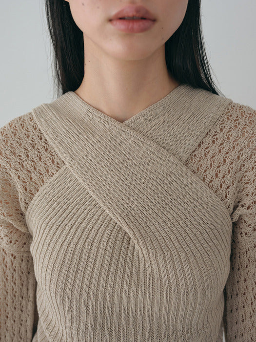 Moia x wrap sleeveless (pale khaki)
