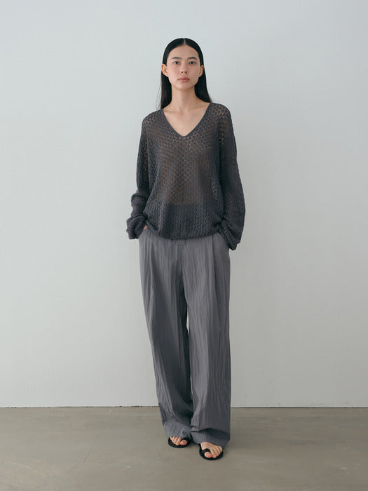 [moia] leaf long knit (blue stone)