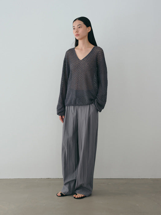 [moia] leaf long knit (blue stone)