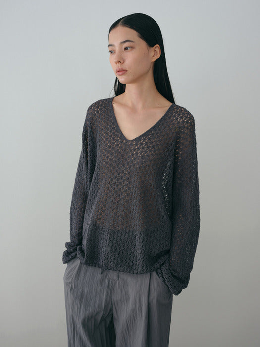 [moia] leaf long knit (blue stone)