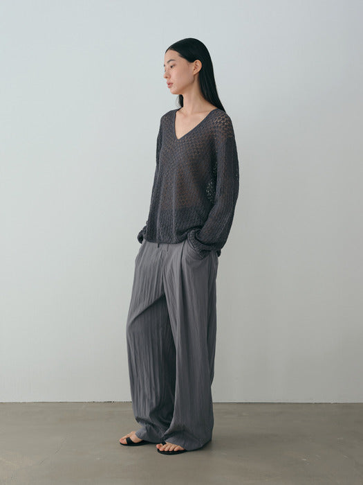 [moia] leaf long knit (blue stone)