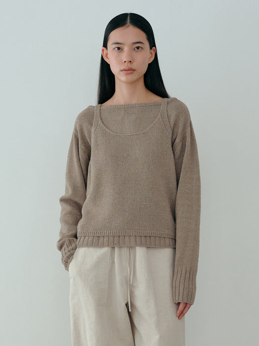 [moia] seed knit top (pale khaki)