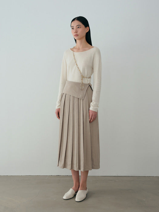 [moia] pleats skirt (pale khaki)