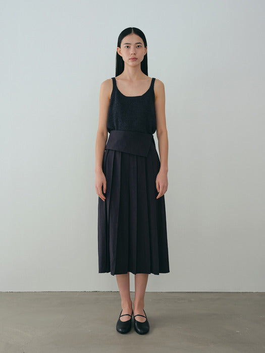 [moia] pleats skirt (navy)