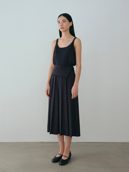 [moia] pleats skirt (navy)