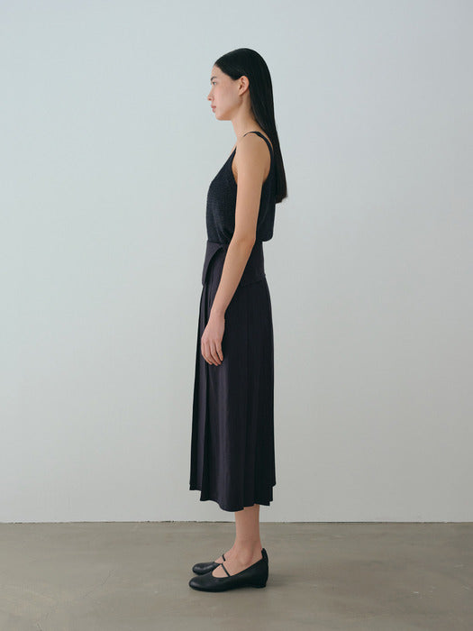 [moia] pleats skirt (navy)