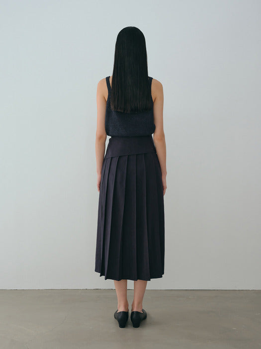 [moia] pleats skirt (navy)