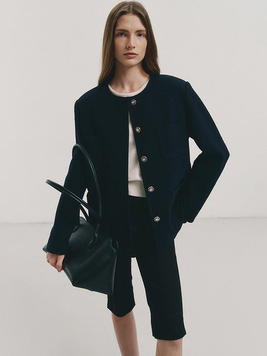 [dunst] DIANA CLASSIC TWEED JACKET FRENCH NAVY_UDJA4A203N2