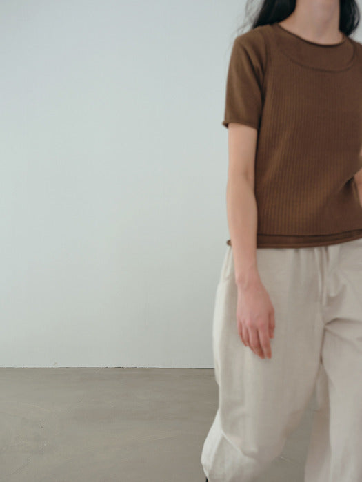 [moia] cotton half knit (sand brown)