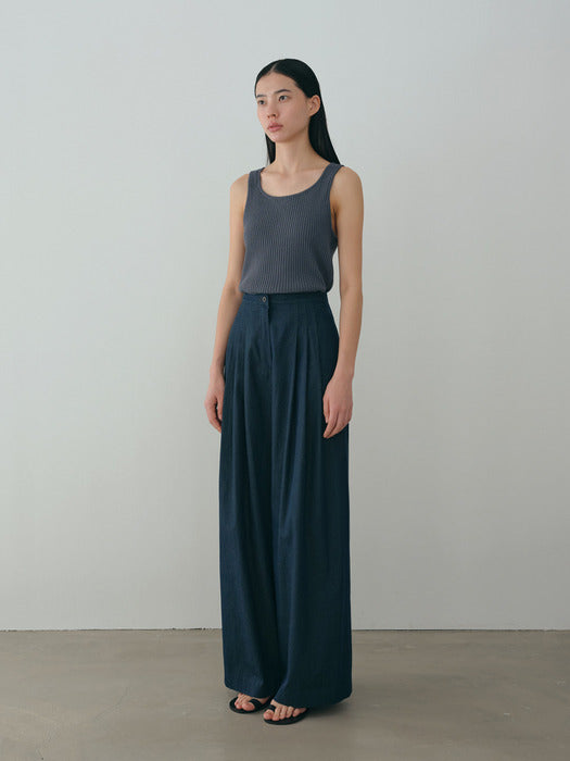 [moia] ribbed knit top (blue stone)