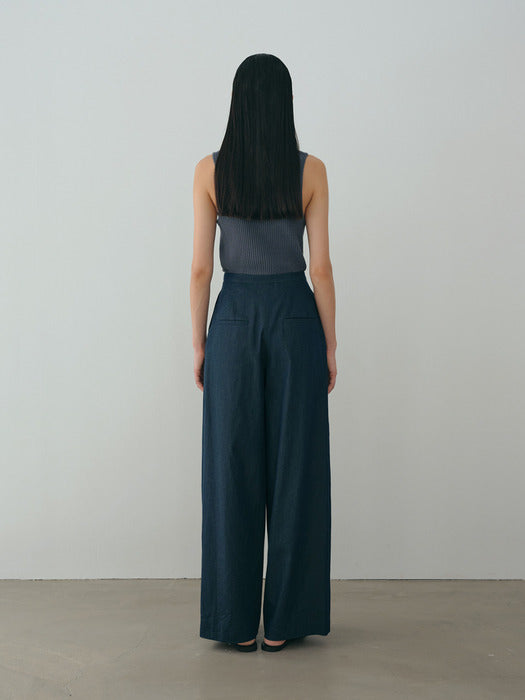 [moia] ribbed knit top (blue stone)